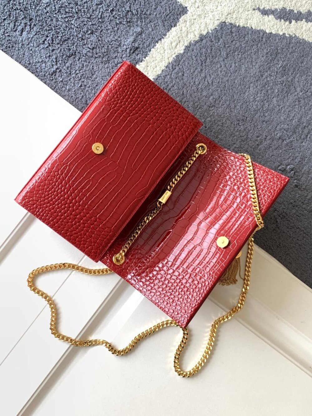 Yves Saint Laurent Red Shoulder Bag - Picture 7 of 8